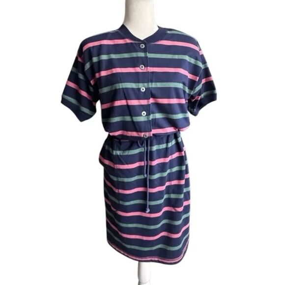 Paris Sport Club Dresses & Skirts - Paris Sport Club Striped Vintage Tee Shirt Dress Blue Striped SZ M